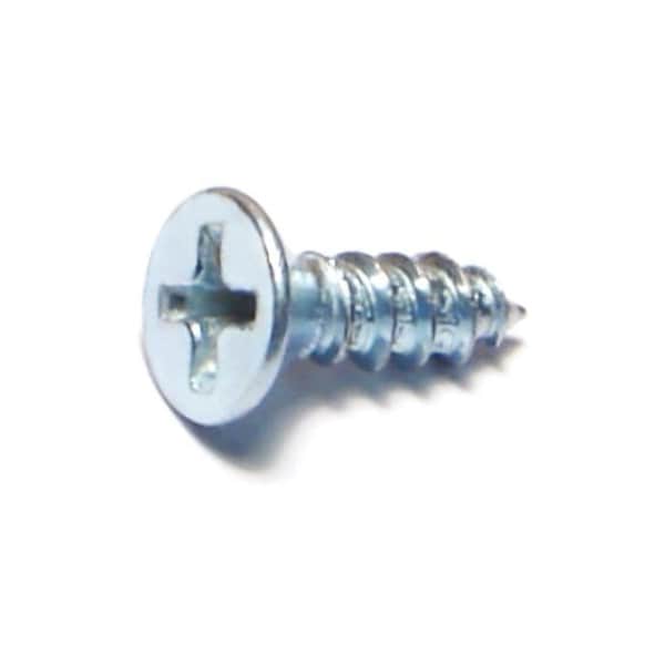 Midwest Fastener Sheet Metal Screw, #8 x 1/2 in, Zinc Plated Steel Flat Head Phillips Drive, 100 PK 03010 - main